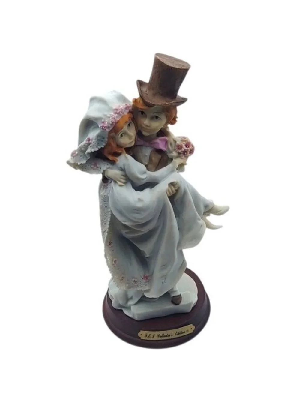 Just Married Porcelain Bride & Groom Crossing the Threshold Collectors Figurine
